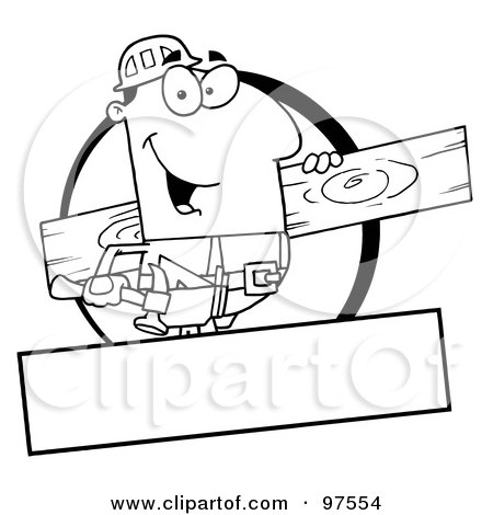 Royalty-Free (RF) Clipart Illustration of an Outlined Painter Over A Blank Box by Hit Toon