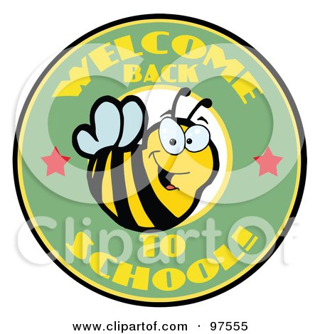 Royalty-Free (RF) Clipart Illustration of a Green Welcome Back To School Bee Circle by Hit Toon