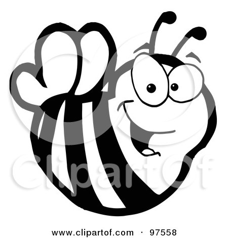 Royalty-Free (RF) Clipart Illustration of a Black And White Smiling Bee by Hit Toon