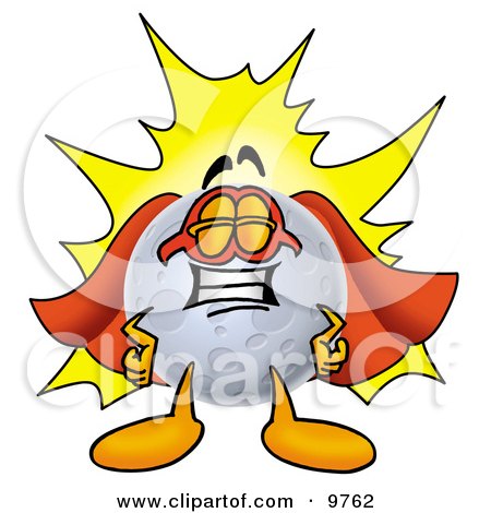 Clipart Picture of a Moon Mascot Cartoon Character Dressed as a Super Hero by Mascot Junction