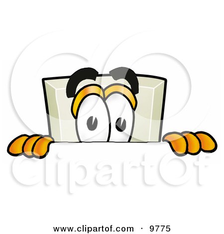 Clipart Picture of a Light Switch Mascot Cartoon Character Peeking Over a Surface by Mascot Junction