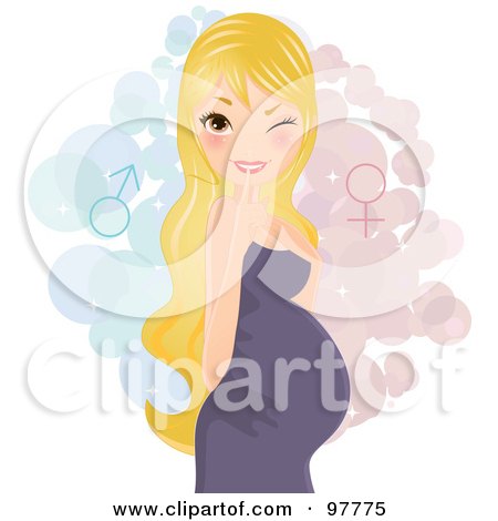Royalty-Free (RF) Clipart Illustration of a Gorgeous Pregnant Blond Woman In A Purple Dress by Melisende Vector