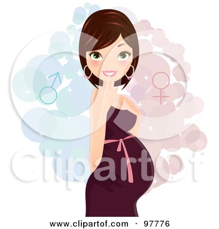 Royalty-Free (RF) Clipart Illustration of a Gorgeous Pregnant Brunette Woman In A Dress by Melisende Vector