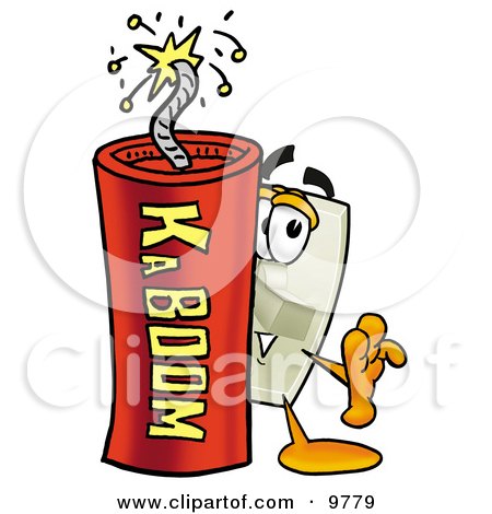 Clipart Picture of a Light Switch Mascot Cartoon Character Standing With a Lit Stick of Dynamite by Mascot Junction