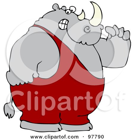 Royalty-Free (RF) Clipart Illustration of a Strong Rhino Flexing His Muscles by djart