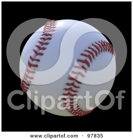 Royalty-Free (RF) Clipart Illustration of a 3d White And Red Baseball Over Black by Mopic