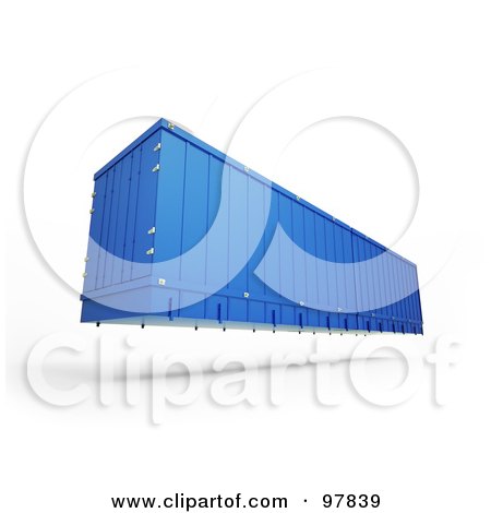 Royalty-Free (RF) Clipart Illustration of a 3d Blue Cargo Container Floating by Mopic
