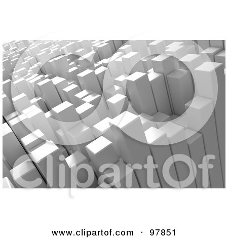 Royalty-Free (RF) Clipart Illustration of 3d Abstract Background Of White Columns Resembling Skyscrapers  by Mopic