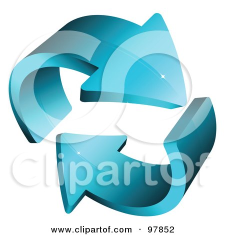 Royalty-Free (RF) Clipart Illustration of a 3d Blue Circling Arrows Logo Design by beboy
