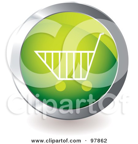 Royalty-Free (RF) Clipart Illustration of a Green Shopping Cart App Icon by michaeltravers