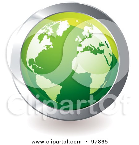 Royalty-Free (RF) Clipart Illustration of a Green Globe App Icon by michaeltravers
