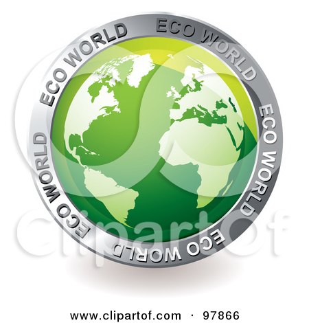 Royalty-Free (RF) Clipart Illustration of a Green Eco Globe App Icon by michaeltravers