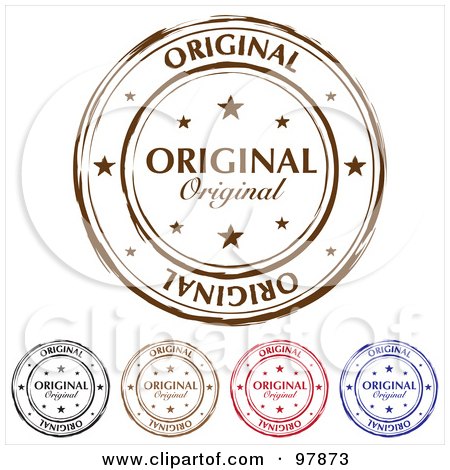 Royalty-Free (RF) Clipart Illustration of a Digital Collage Of Round Distressed Original Ink Stamps by michaeltravers