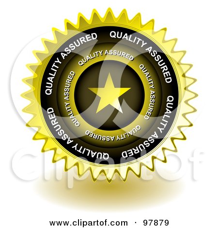 Royalty-Free (RF) Clipart Illustration of a Golden Star Quality Sticker Seal Icon by michaeltravers