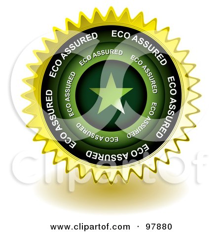 Royalty-Free (RF) Clipart Illustration of a Golden Eco Assured Sticker Seal Icon by michaeltravers