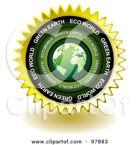 Royalty-Free (RF) Clipart Illustration of a Green Eco Earth Sticker Seal Icon by michaeltravers