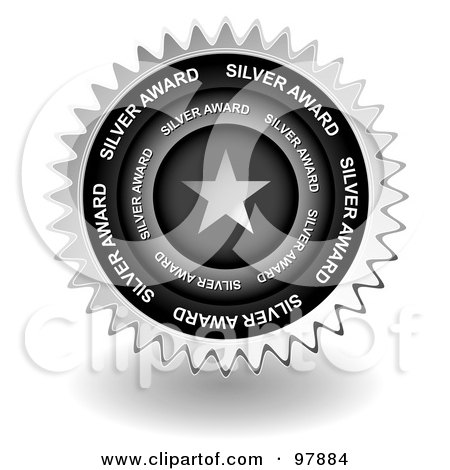 Royalty-Free (RF) Clipart Illustration of a Silver Star Award Sticker Seal Icon by michaeltravers