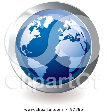 Royalty-Free (RF) Clipart Illustration of a Blue Globe App Icon by michaeltravers