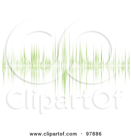 Royalty-Free (RF) Clipart Illustration of a Green Sound Wave Beat On White by michaeltravers