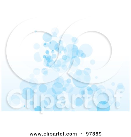 Royalty-Free (RF) Clipart Illustration of a Background Of Rising Pastel Blue Bubbles Over White by michaeltravers