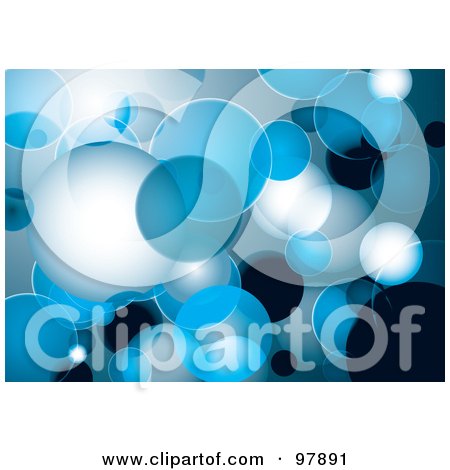 Royalty-Free (RF) Clipart Illustration of a Background Of Blue And White Floating Bubbles by michaeltravers