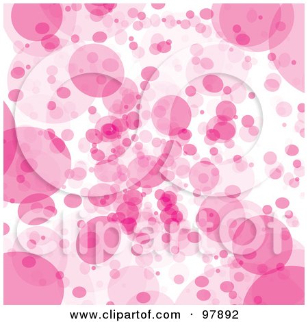 Royalty-Free (RF) Clip Art Illustration of a Background Of Rising Pink Bubbles Over White by michaeltravers