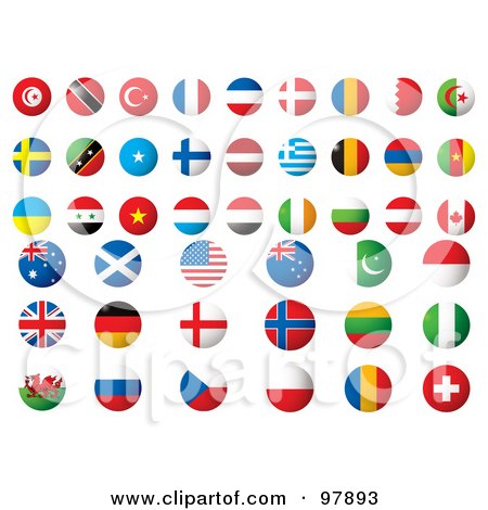 Royalty-Free (RF) Clipart Illustration of a Digital Collage Of Round Flags Of The World App Icons by michaeltravers