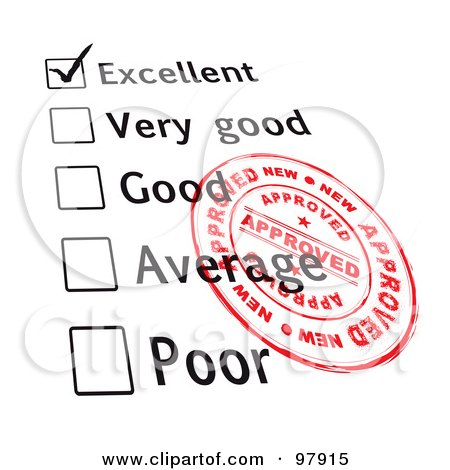 Royalty-Free (RF) Clipart Illustration of Excellent Selected On An Evaluation Sheet by michaeltravers