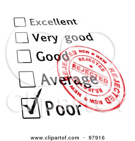 Royalty-Free (RF) Clipart Illustration of Poor Selected On An Evaluation Sheet by michaeltravers
