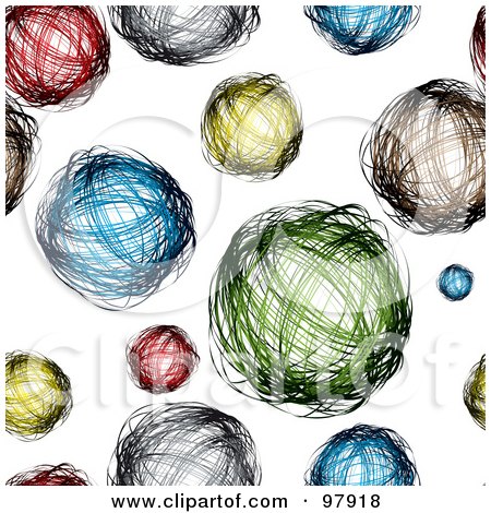 Royalty-Free (RF) Clipart Illustration of a Background Of Colorful Sketched Orbs On White by michaeltravers