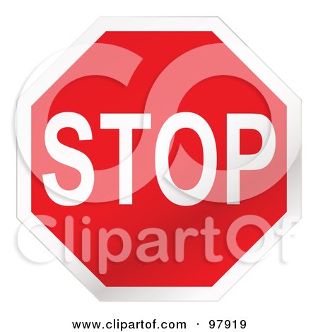 Royalty-Free (RF) Clipart Illustration of a Red Stop Sign With White Trim by michaeltravers