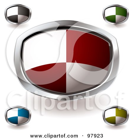 Royalty-Free (RF) Clipart Illustration of a Digital Collage Of Five Colorful Shield App Icons by michaeltravers