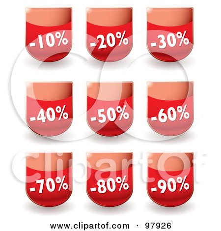 Royalty-Free (RF) Clipart Illustration of a Digital Collage Of Red Discount Sales App Icons by michaeltravers