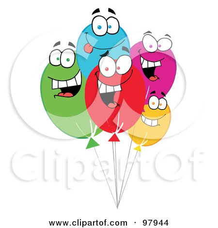 Royalty-Free (RF) Clipart Illustration of a Group Of Happy Balloon Faces by Hit Toon