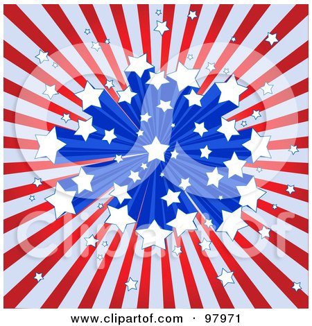 Royalty-Free (RF) Clipart Illustration of a Starry Burst American Background by Pushkin