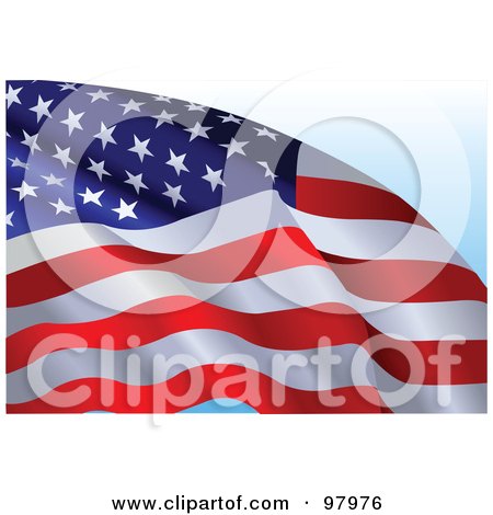 Royalty-Free (RF) Clipart Illustration of a Fluttering USA Flag Background by Pushkin