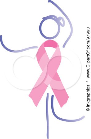 Royalty-Free (RF) Clipart Illustration of a Dancing Woman With A Breast Cancer Awareness Ribbon Body by inkgraphics