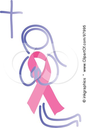 Royalty-Free (RF) Clipart Illustration of a Praying Woman With A Breast Cancer Awareness Ribbon Body by inkgraphics