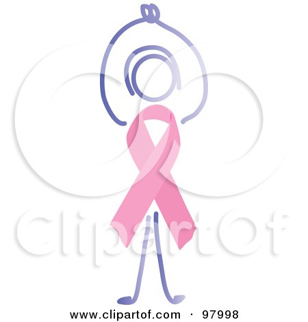 Royalty-Free (RF) Clipart Illustration of a Clapping Woman With A Breast Cancer Awareness Ribbon Body by inkgraphics