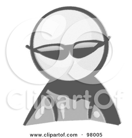 Royalty-Free (RF) Clipart Illustration of a Sketched Design Mascot Avatar Spy Wearing Shades by Leo Blanchette