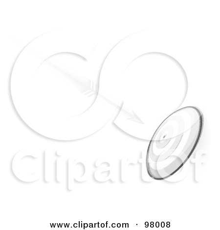 Royalty-Free (RF) Clipart Illustration of a Sketched Dart Arrow Flying Towards A Target by Leo Blanchette