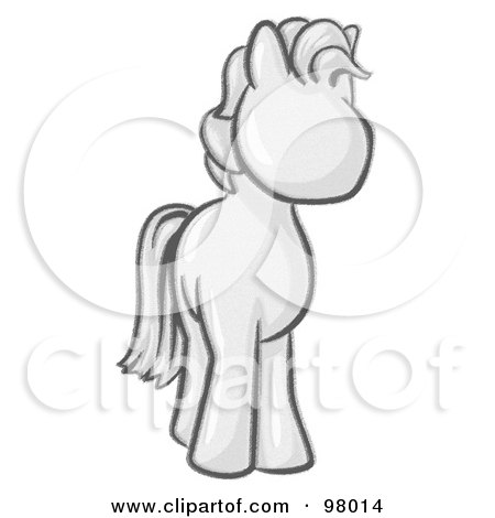 Royalty-Free (RF) Clipart Illustration of a Sketched Standing Pony by Leo Blanchette