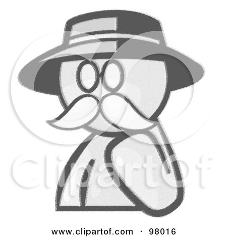 Royalty-Free (RF) Clipart Illustration of a Sketched Design Mascot Avatar Professor With A Mustache by Leo Blanchette