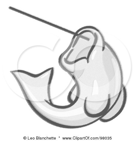 Royalty-Free (RF) Clipart Illustration of a Sketched Fish On A Line by Leo Blanchette