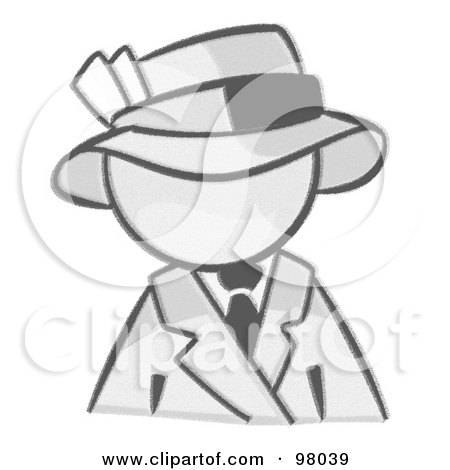 Royalty-Free (RF) Clipart Illustration of a Sketched Design Mascot Avatar Dressed For A Night On The Town by Leo Blanchette