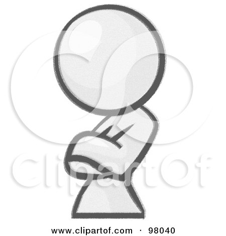 Royalty-Free (RF) Clipart Illustration of a Sketched Design Mascot Woman Avatar Leaning And Crossing Her Arms by Leo Blanchette