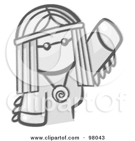 Royalty-Free (RF) Clipart Illustration of a Sketched Design Mascot Woman Avatar Hippie Waving by Leo Blanchette
