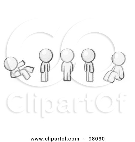 Royalty-Free (RF) Clipart Illustration of a Sketched Design Mascot In Different Poses by Leo Blanchette