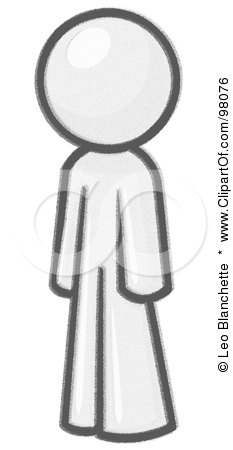 Royalty-Free (RF) Clipart Illustration of a Sketched Design Mascot Standing And Facing Left by Leo Blanchette
