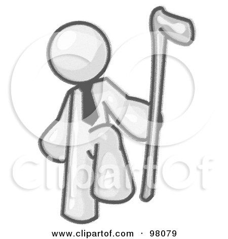 Royalty-Free (RF) Clipart Illustration of a Sketched Design Mascot Authoritative Man In A Business Tie by Leo Blanchette